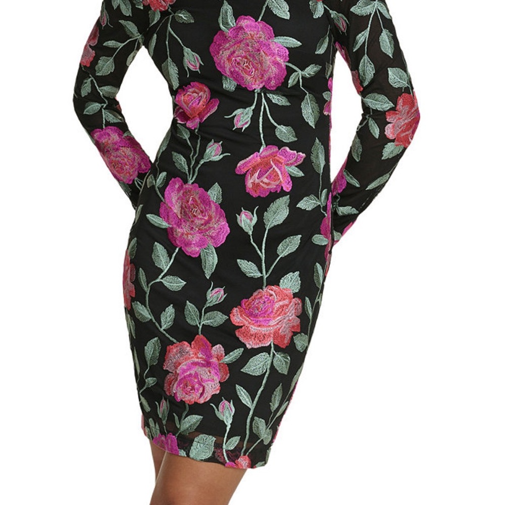 Siena Studio Black Dress with Pink Floral Design